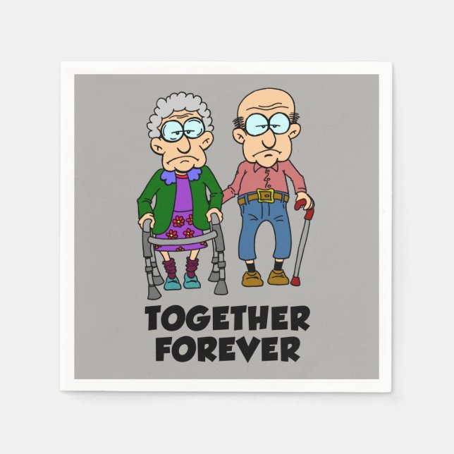 Together Forever Old Couple Anniversary Napkins (Front)