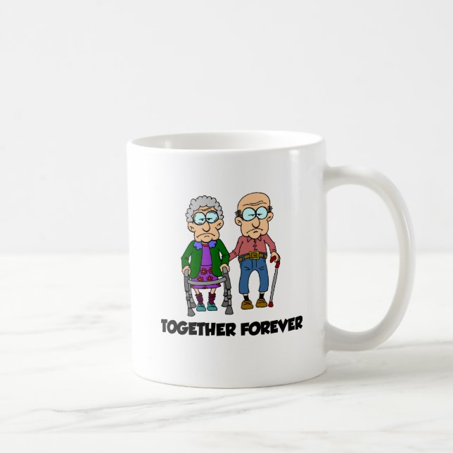Together Forever Old Couple Cartoon Funny Mug (Right)
