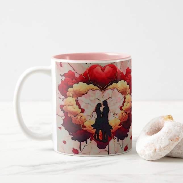 together forever Two-Tone coffee mug (With Donut)