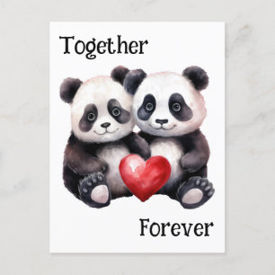 Together Froever Panda pair  Holiday Postcard