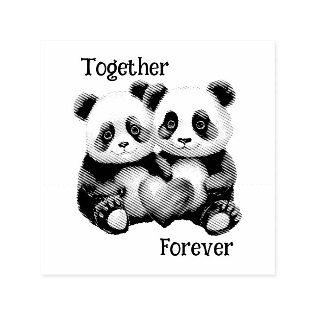 Together Froever Panda pair  Self-inking Stamp (Design)
