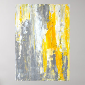 'Together' Gray and Yellow Abstract Art Poster