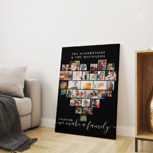 Together Heart Shaped Photo Collage Custom Canvas Print