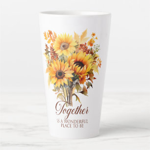 Together in Fall – Sunflowers, Leaves & Love Latte Mug