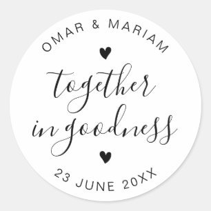 Together in Goodness Elegant Quote with Black Text Classic Round Sticker