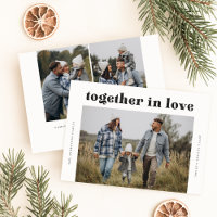 Together in Love Modern Three Photo Christmas