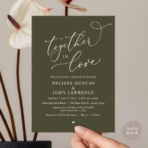 Together in Love, Romantic Couples Shower Party Invitation