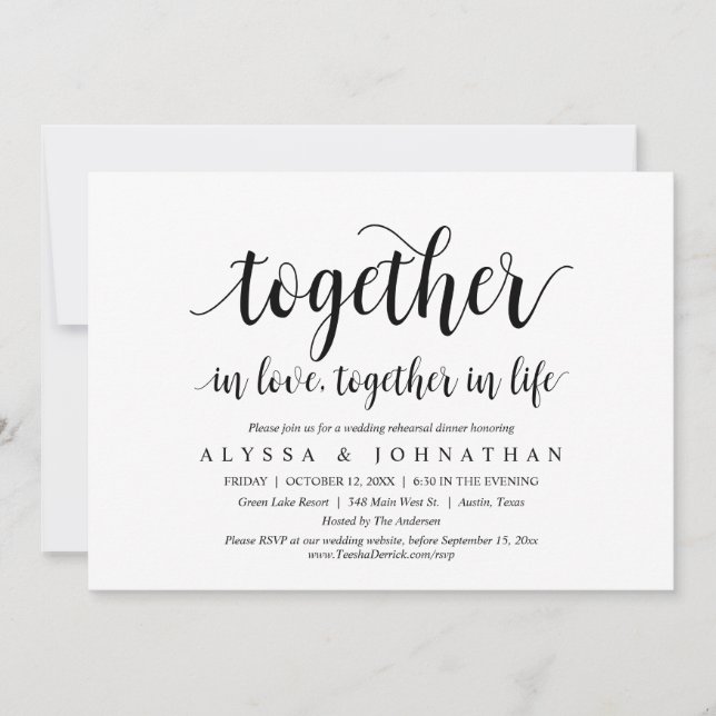 Together in love, Together in life, Celebration Invitation (Front)
