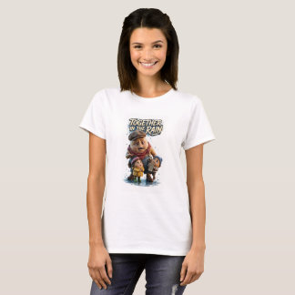 Together In The Rain Cute Family Art T-Shirt