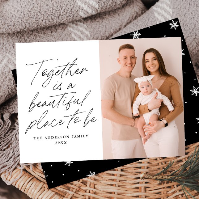 Together is a Beautiful Place to Be Black Photo Holiday Card (Creator Uploaded)