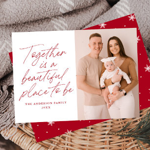Together is a Beautiful Place to Be Red Photo Holiday Card