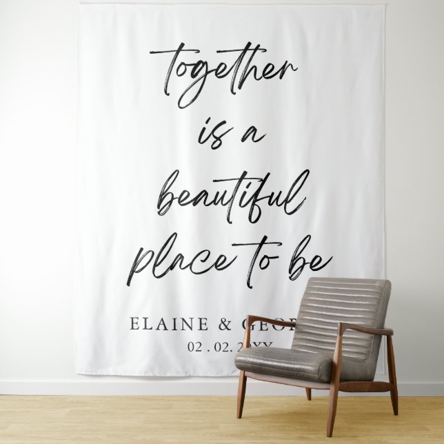 Together is beautiful Wedding Photo Backdrop Tapestry (In Situ)