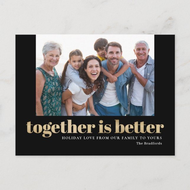 Together Is Better Holiday Photo Postcard (Front)
