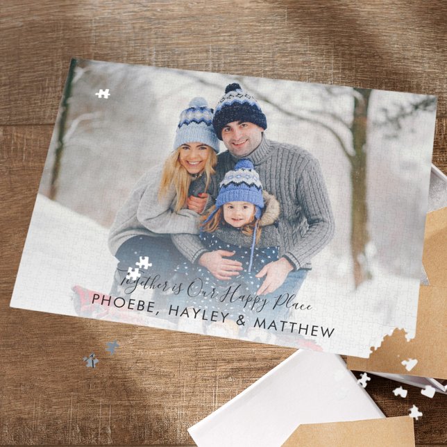 Together is Our Happy Place Christmas Family Photo Jigsaw Puzzle (Creator Uploaded)