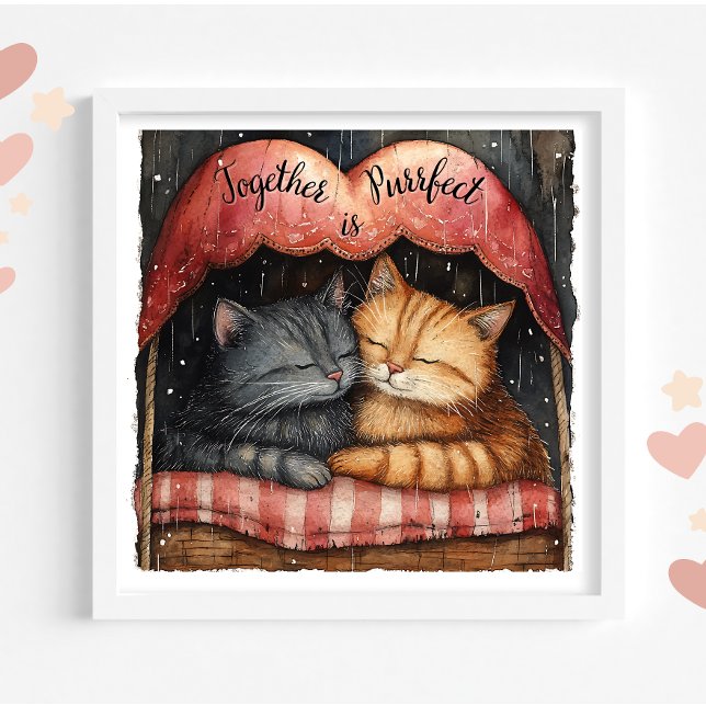 Together is Purrfect Kitty Cats Poster Wall Art  (Creator Uploaded)