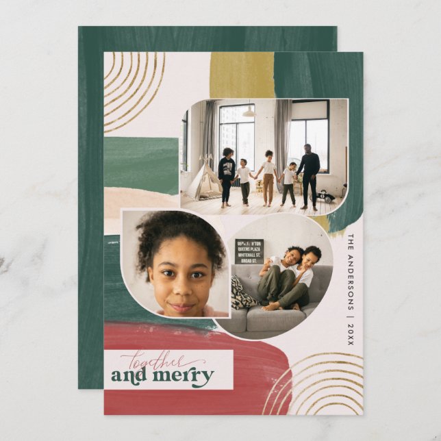Together & Merry | Modern Abstract Photo Christmas (Front/Back)