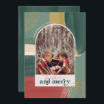 Together & Merry | Photo Arch Modern Christmas Holiday Card<br><div class="desc">Featuring beautiful abstract paint brush strokes and trendy arch framing your favourite photo. Modern colour palette and gold accents makes this photo card vintage feeling with a modern flair. Classic earth tones of stunning copper tone and dark green are perfect for the holidays. Add your choice of personalisation for a...</div>