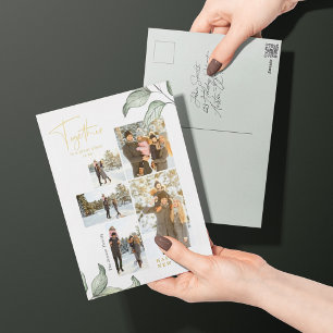 Together New Years Photo Gold Foil Holiday Postcard