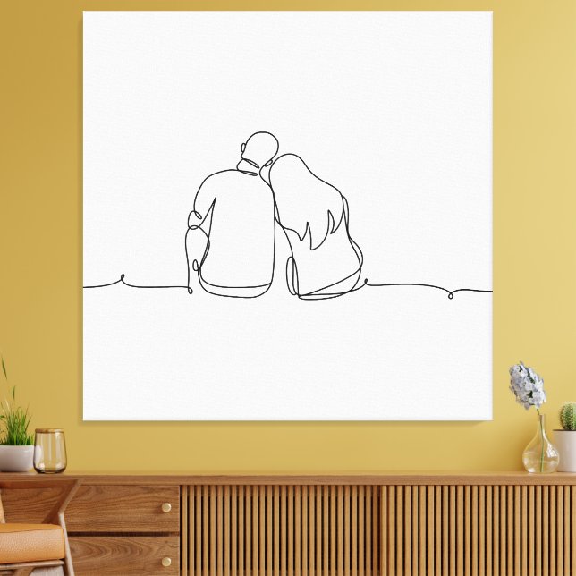 Together – One Line Minimalist Couple Canvas Print (Insitu(LivingRoom))