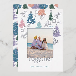 Together Pastel Christmas Tree Forest Family Photo