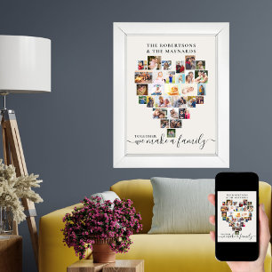 Together Personalised Heart Shaped Photo Collage Poster