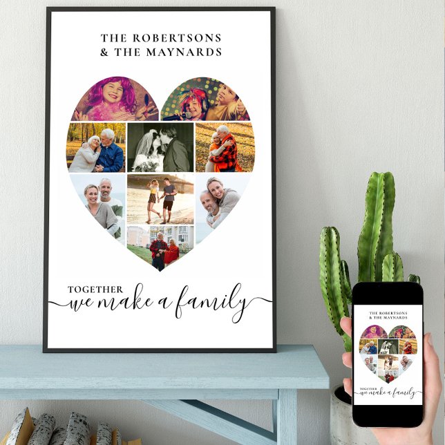 Together Personalised Love Heart 9 Photo Collage Poster (Creator Uploaded)