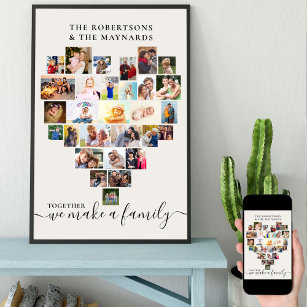 Together Personalised Love Heart Photo Collage Poster