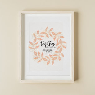 Together Quote with Coral Leaves Personalised Poster