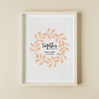 Together Quote with Coral Leaves Personalized