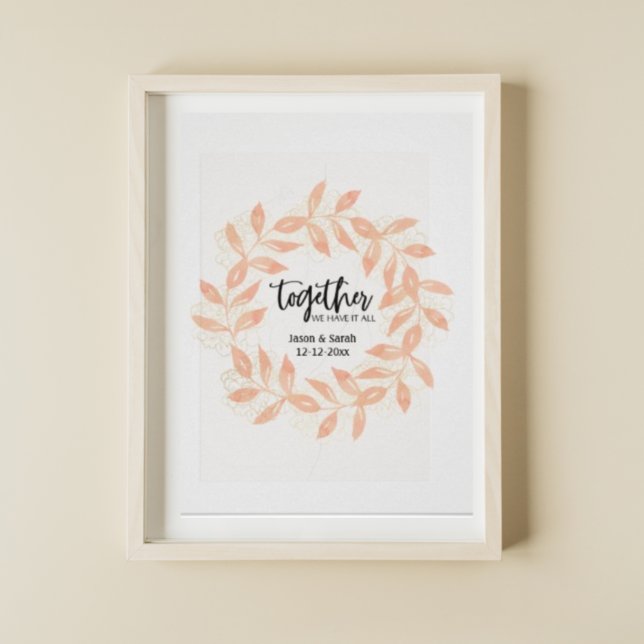Together Quote with Coral Leaves Personalized Poster (Creator Uploaded)