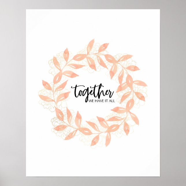 Together Quote with Coral Leaves Poster (Front)