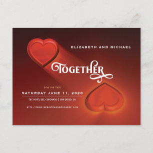 Together, Save The Date, Two Hearts Postcard