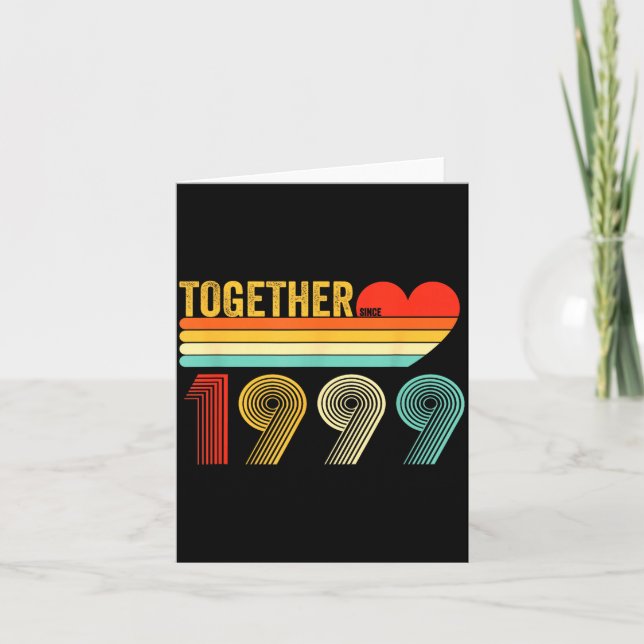Together Since 1999 Shirt Retro Couple Anniversary Card (Front)