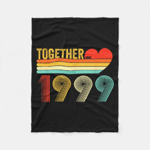 Together Since 1999 Shirt Retro Couple Anniversary Fleece Blanket