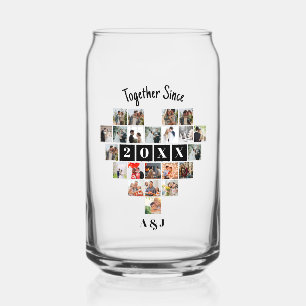 Together Since Year 22 Heart Photo Collage Couple Can Glass