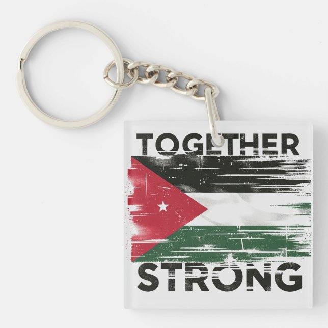 Together Strong Support Palestine Key Ring (Front)