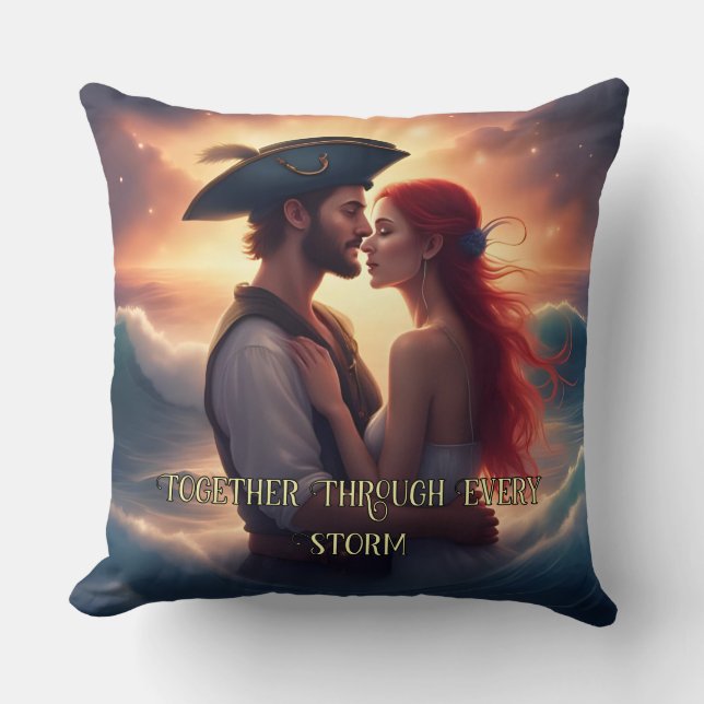 Together Through Every Storm Romantic Pirate Cushion (Front)