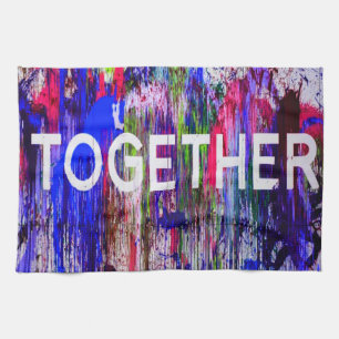 Together togetherness colourful love tea towel