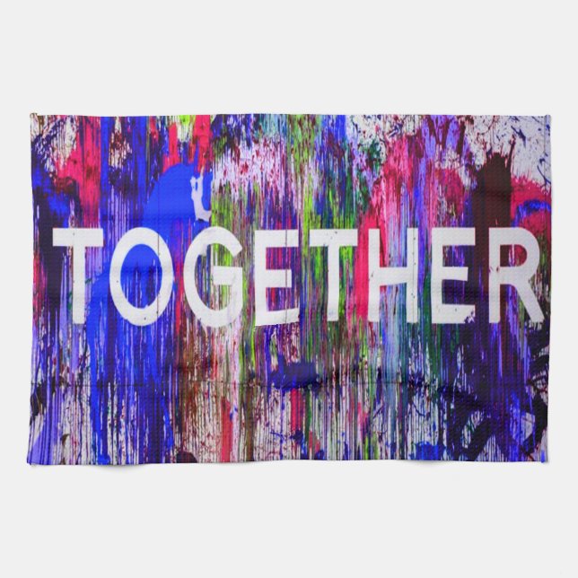 Together togetherness colourful love tea towel (Horizontal)