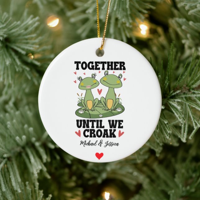 Together Until We Croak Funny Frog Couple Custom Ceramic Tree Decoration (Tree)