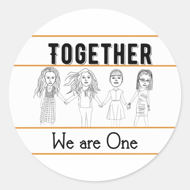 ''Together, we are one'', Classic Round Sticker (Front)