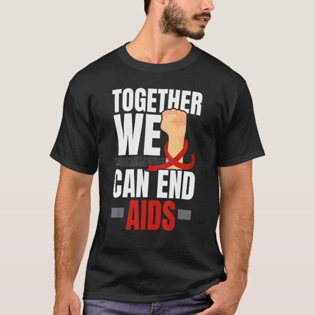 Together We Can End Aids HIV AIDS Awareness Red Ri T-Shirt (Front)