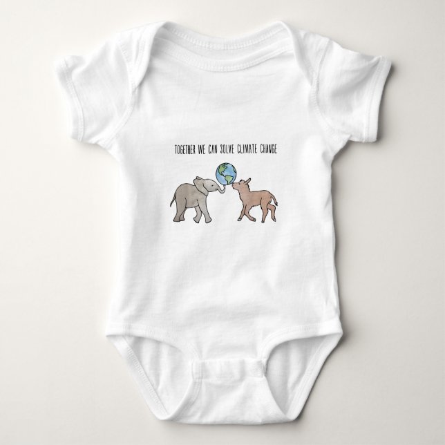 Together We Can Solve Climate Change Baby Bodysuit (Front)