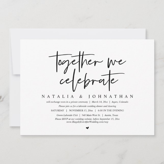 Together We Celebrate, Wedding Elopement Party Invitation (Front)