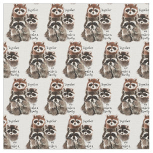 Together we make a Family Fun Racoon Animal Art Fabric