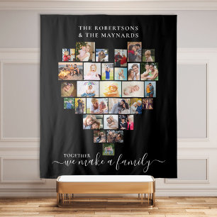 Together we Make a Family Heart 29 Photo Collage Tapestry