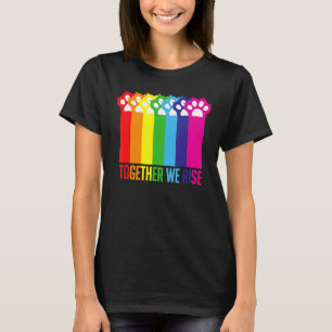 Together We Rise Lgbtq Cat Paws Rainbow Pride Flag T-Shirt