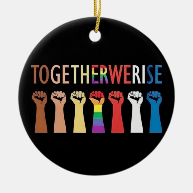 TOGETHER WE RISE ROUND TREE ORNAMENT (Front)