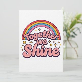 Together We Shine – Rainbow Retro Pride Quote Invitation
