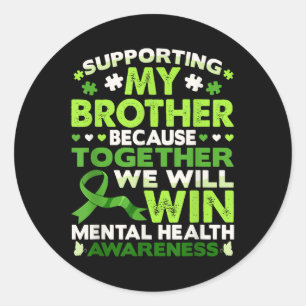Together We Win Mental Health Awareness Mens Women Classic Round Sticker